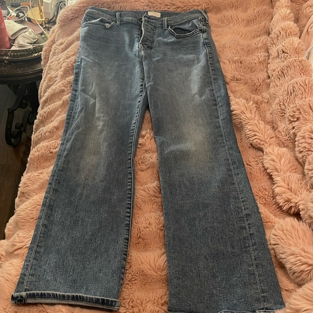 Jeans are not frayed and ankle lengthth. 27.5”